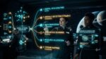 KPE JARVICE AI Task Delegation - Cinematic dark holographic task assignment interface with human-AI collaboration
