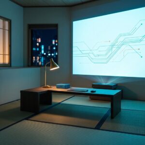壁投影×ミニPCのデスク環境イメージ